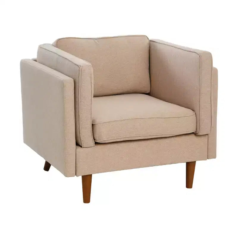 Atley Modern Upholstered High Sided Arm Chair with Solid Wood Legs