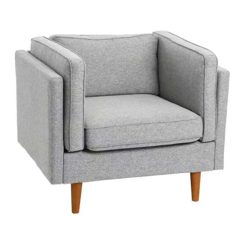 Fauteuil rembourré contemporain à dossier haut avec pieds en bois massif