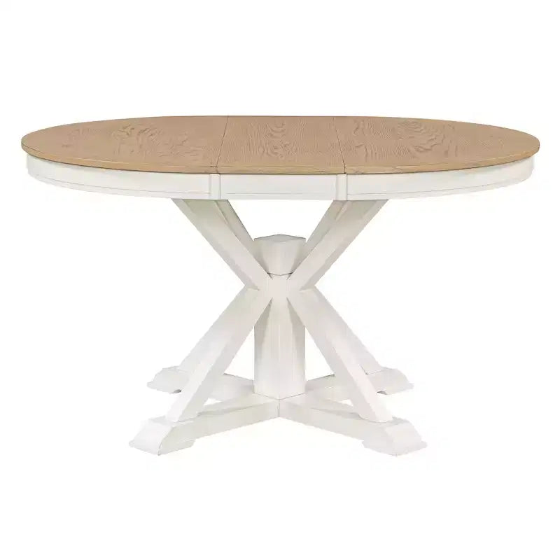 Table de salle à manger extensible moderne du milieu du siècle, table de cuisine ronde avec rallonge de 12 pouces pour 4 à 6 personnes