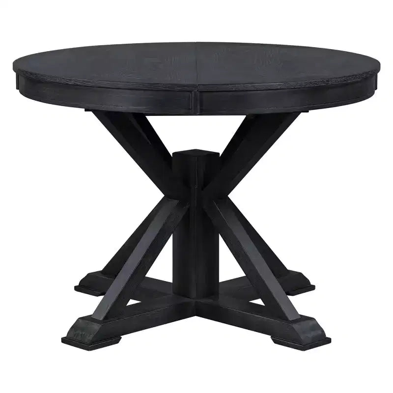 Table de salle à manger extensible moderne du milieu du siècle, table de cuisine ronde avec rallonge de 12 pouces pour 4 à 6 personnes