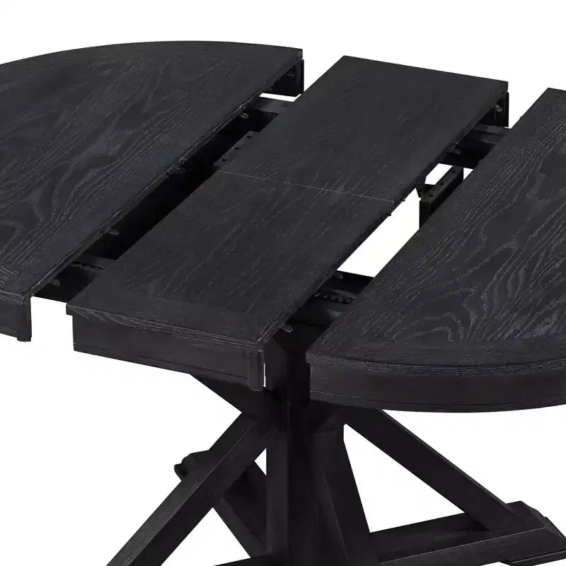 Table de salle à manger extensible moderne du milieu du siècle, table de cuisine ronde avec rallonge de 12 pouces pour 4 à 6 personnes