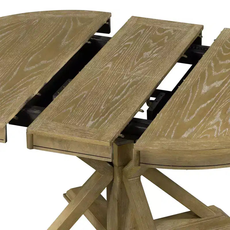 Table de salle à manger extensible moderne du milieu du siècle, table de cuisine ronde avec rallonge de 12 pouces pour 4 à 6 personnes