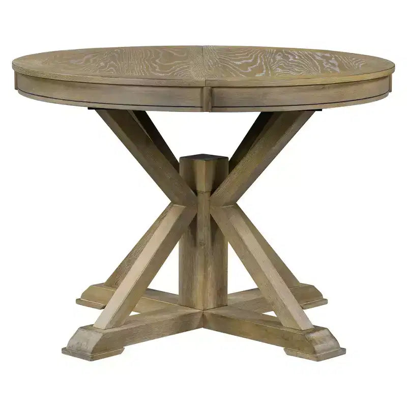 Table de salle à manger extensible moderne du milieu du siècle, table de cuisine ronde avec rallonge de 12 pouces pour 4 à 6 personnes