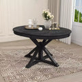 Table de salle à manger extensible moderne du milieu du siècle, table de cuisine ronde avec rallonge de 12 pouces pour 4 à 6 personnes
