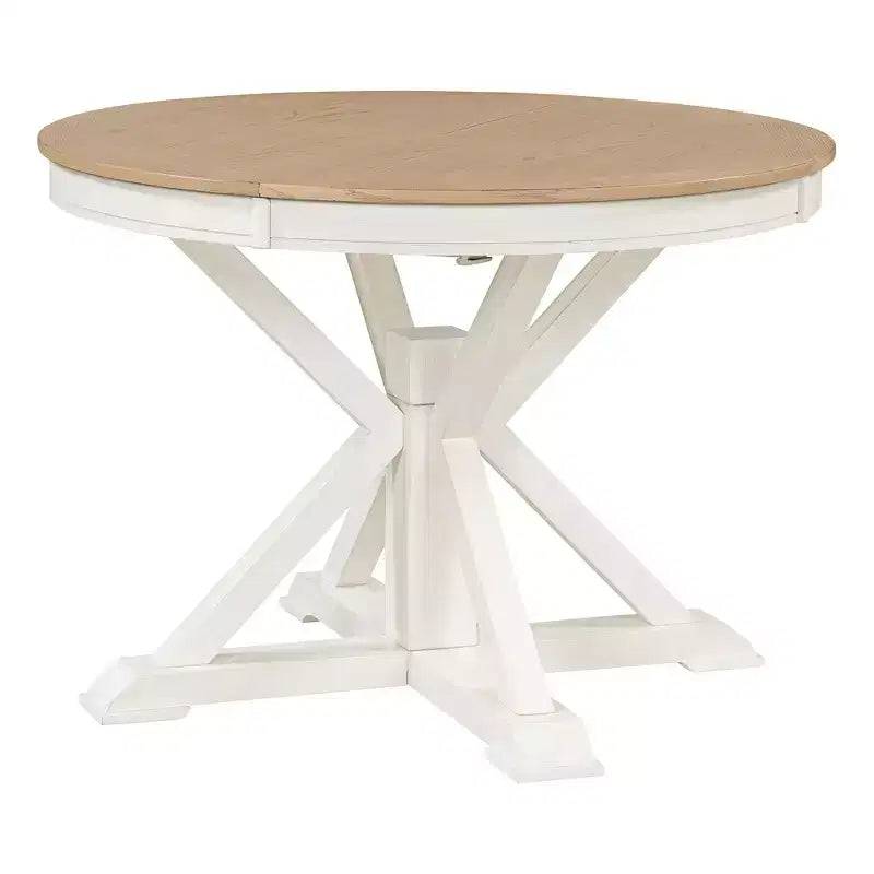Table de salle à manger extensible moderne du milieu du siècle, table de cuisine ronde avec rallonge de 12 pouces pour 4 à 6 personnes