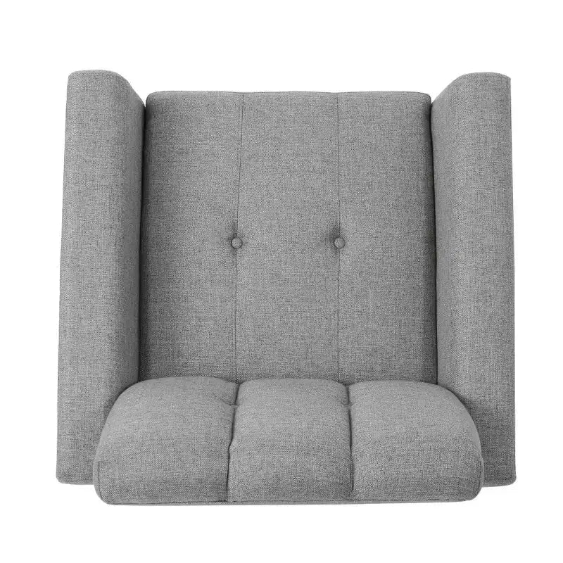 Fauteuil club capitonné en tissu avec passepoil et coutures verticales, style Mid-Century