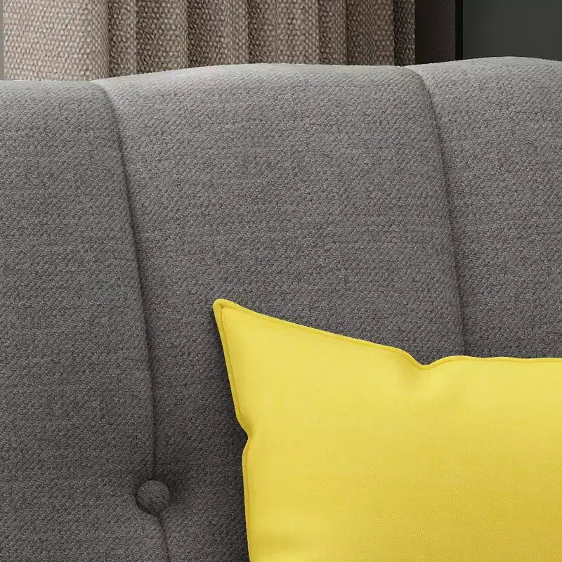 Fauteuil club capitonné en tissu avec passepoil et coutures verticales, style Mid-Century