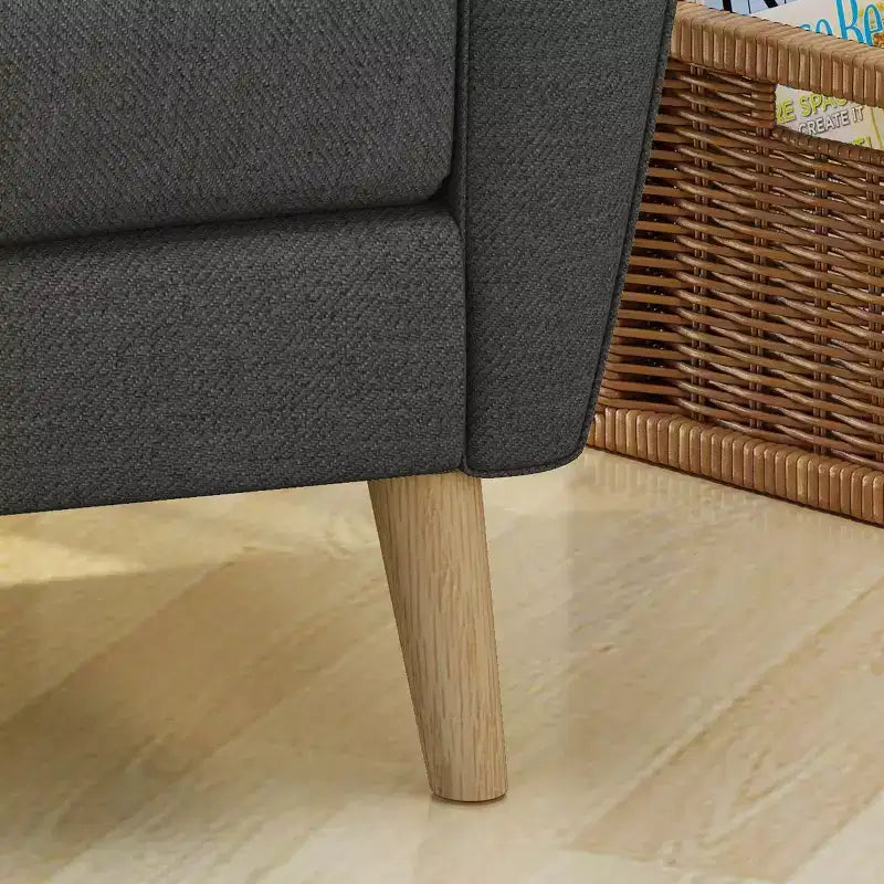 Fauteuil club capitonné en tissu avec passepoil et coutures verticales, style Mid-Century