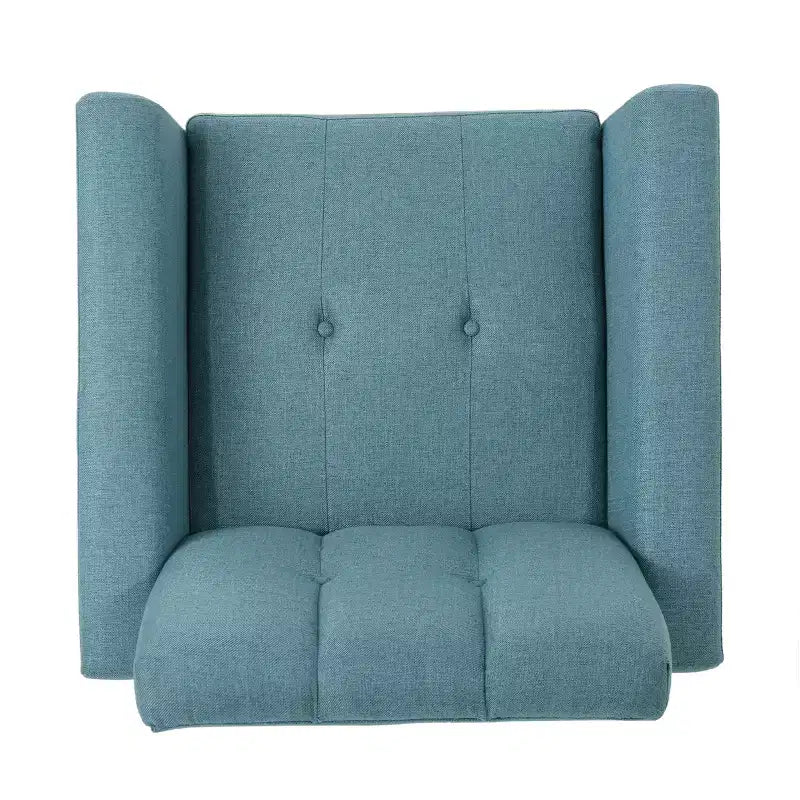 Fauteuil club capitonné en tissu avec passepoil et coutures verticales, style Mid-Century