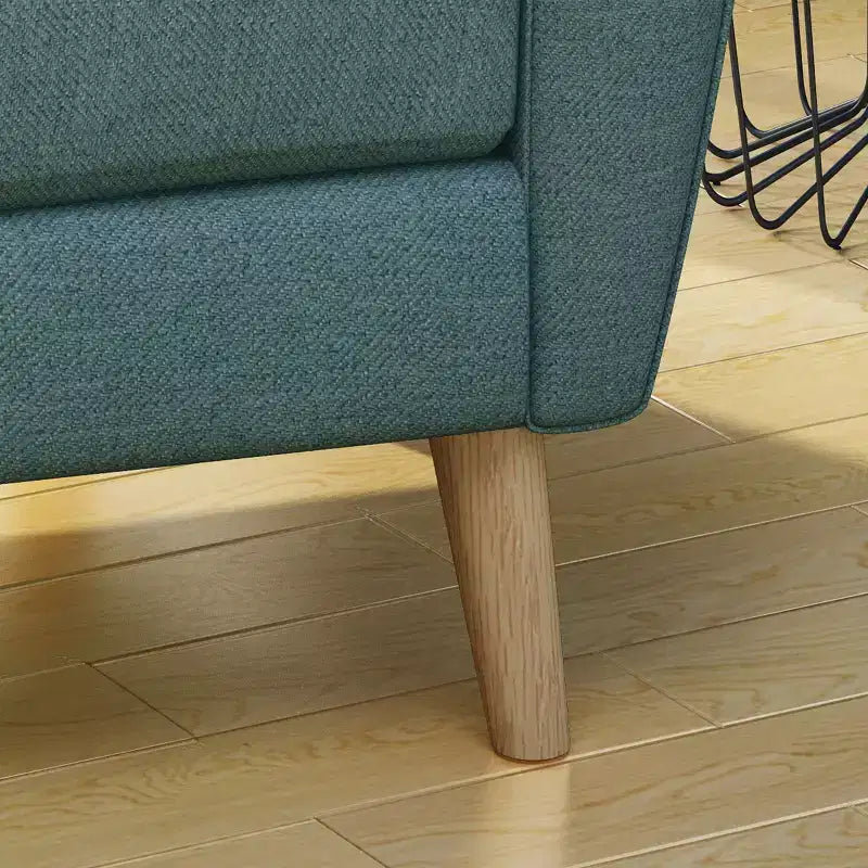 Fauteuil club capitonné en tissu avec passepoil et coutures verticales, style Mid-Century
