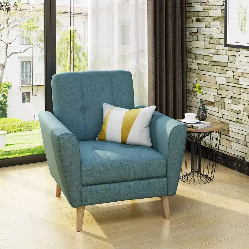 GDFStudio Angelina Mid-Century Fabric Button Tufted Club Chair with Channel Stitching