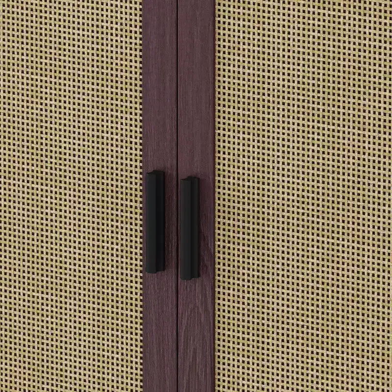 Buffet rustique décoratif en rotin avec 4 portes et étagères réglables, meuble de rangement fonctionnel pour cuisine et salle à manger