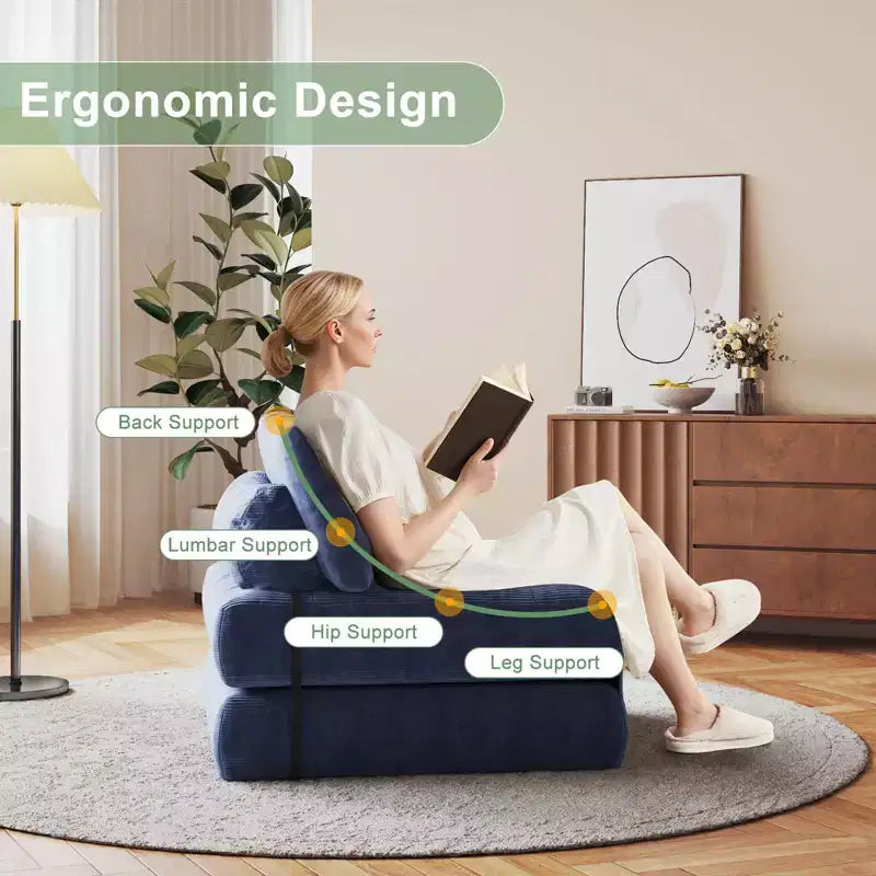 Canapé-lit pliable, canapé-futon, canapé-lit pliable pour salon, fauteuil convertible avec oreiller matelas pliable et soutien dorsal