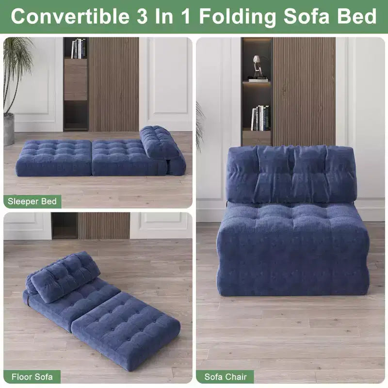 Canapé-lit pliable, canapé-futon, canapé-lit pliable pour salon, fauteuil convertible avec oreiller matelas pliable et soutien dorsal