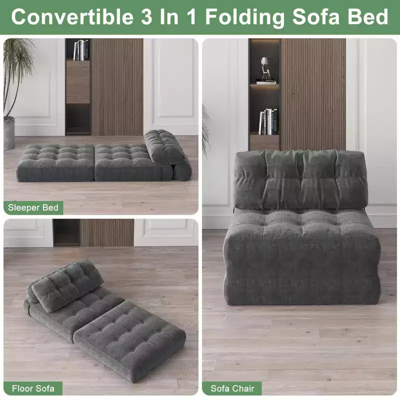 Canapé-lit pliable, canapé-futon, canapé-lit pliable pour salon, fauteuil convertible avec oreiller matelas pliable et soutien dorsal