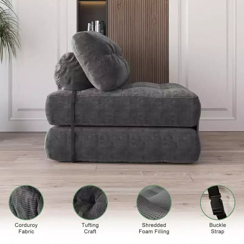 Canapé-lit pliable, canapé-futon, canapé-lit pliable pour salon, fauteuil convertible avec oreiller matelas pliable et soutien dorsal