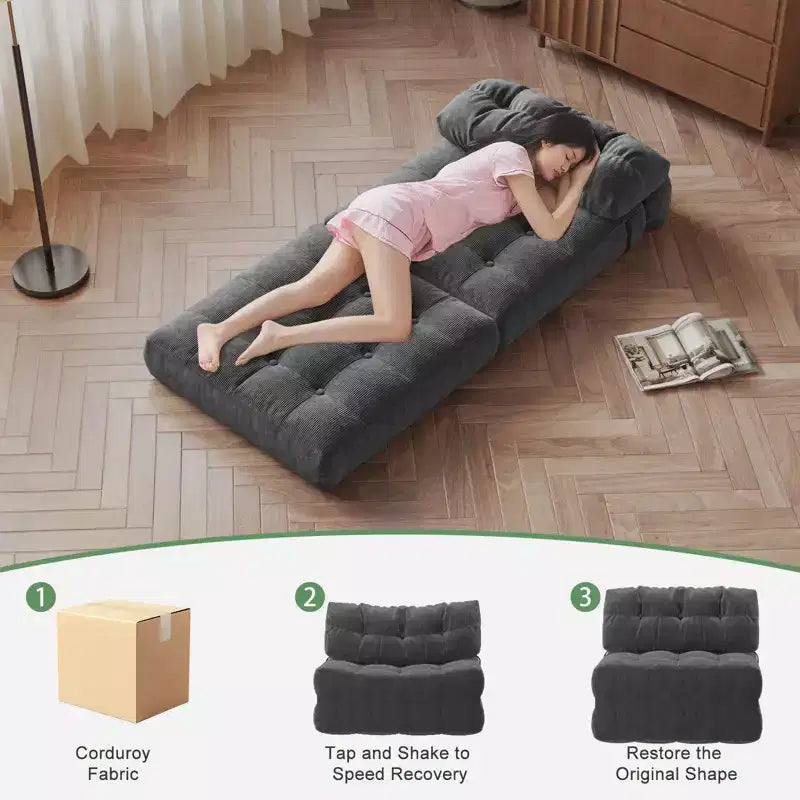 Canapé-lit pliable, canapé-futon, canapé-lit pliable pour salon, fauteuil convertible avec oreiller matelas pliable et soutien dorsal