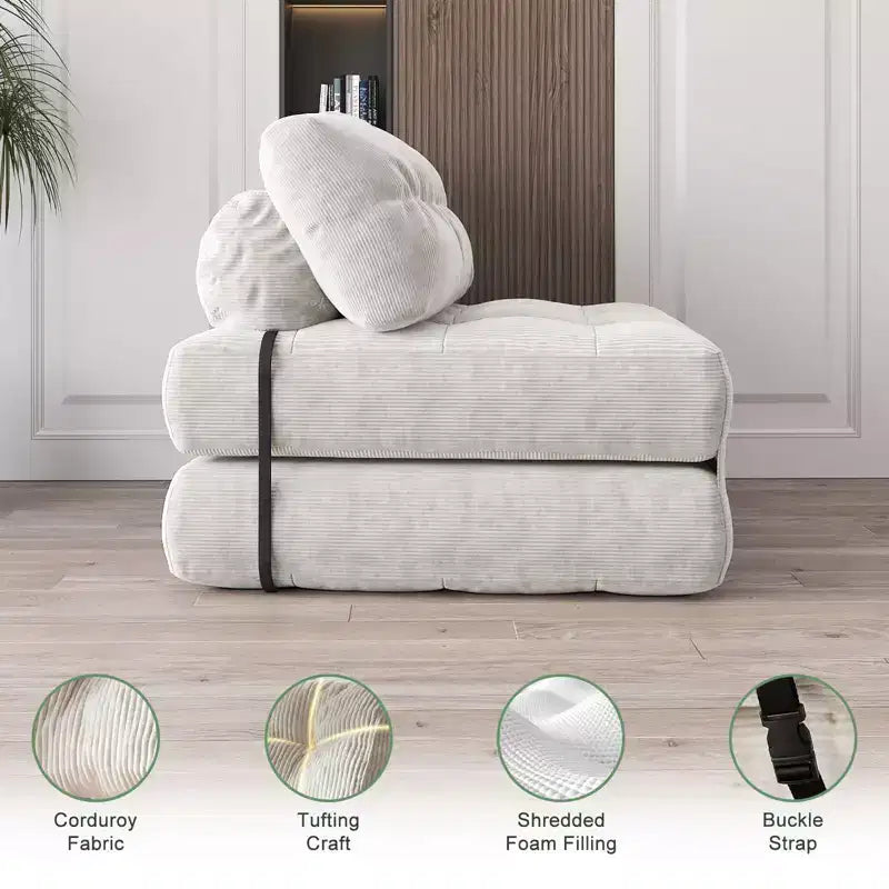 Canapé-lit pliable, canapé-futon, canapé-lit pliable pour salon, fauteuil convertible avec oreiller matelas pliable et soutien dorsal