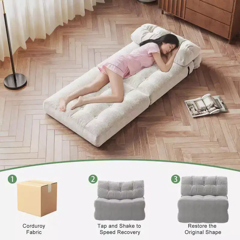 Canapé-lit pliable, canapé-futon, canapé-lit pliable pour salon, fauteuil convertible avec oreiller matelas pliable et soutien dorsal
