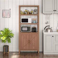 71 Tall 5 Tier Book Shelf, Boho Bookcase with Doors & Adjustable Storage Shelf, Large Display Shelf, Wooden Bookcase for Living Room Bedroom Kitchen