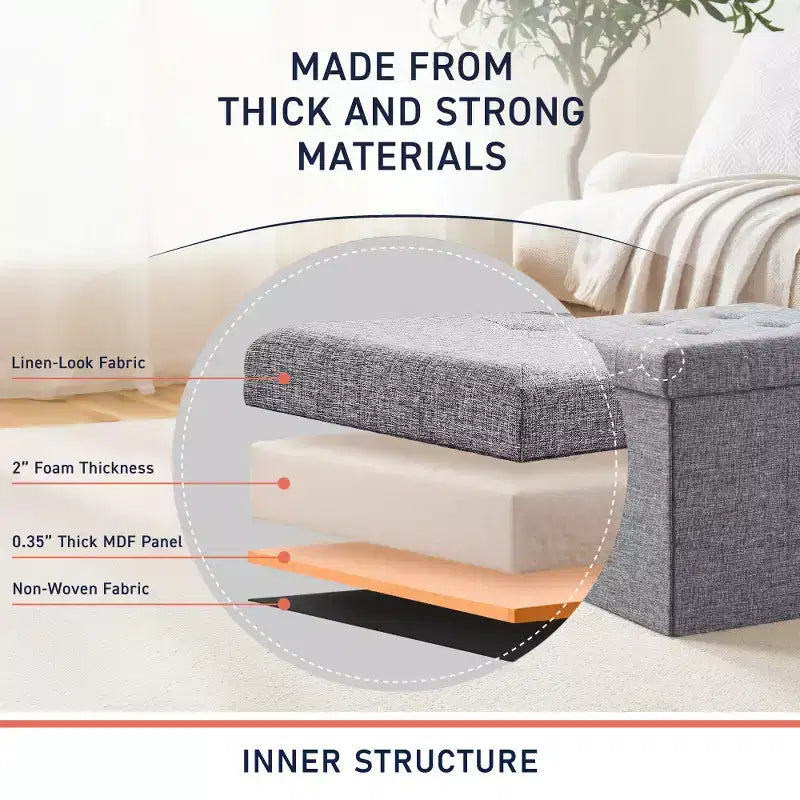 Lot de 2 - Poufs de rangement carrés pliables de 38 cm, Parfaits pour les dortoirs, le salon et la chambre