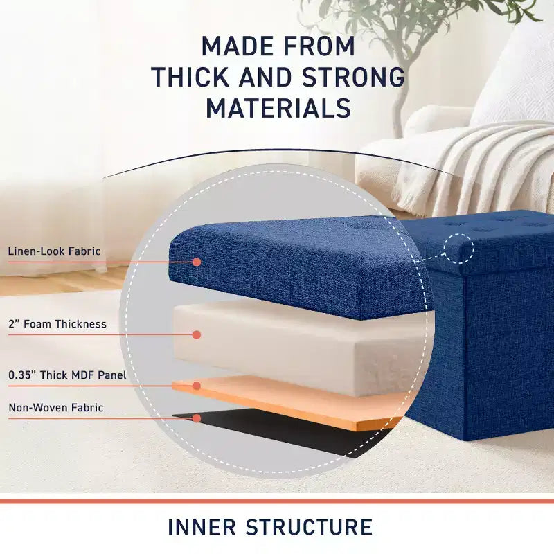 Lot de 2 - Poufs de rangement carrés pliables de 38 cm, Parfaits pour les dortoirs, le salon et la chambre