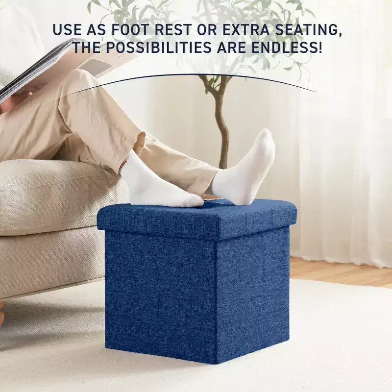 Lot de 2 - Poufs de rangement carrés pliables de 38 cm, Parfaits pour les dortoirs, le salon et la chambre