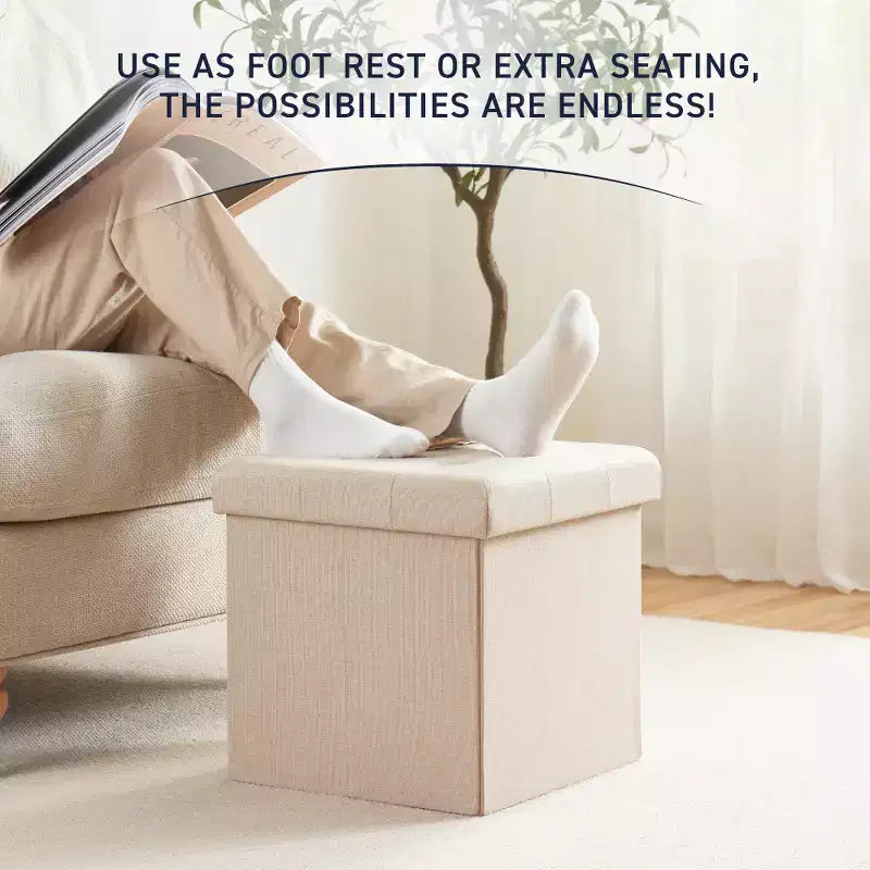 Lot de 2 - Poufs de rangement carrés pliables de 38 cm, Parfaits pour les dortoirs, le salon et la chambre