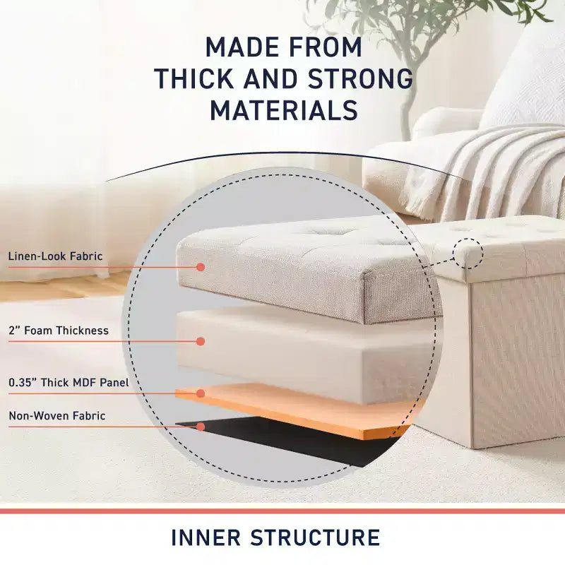 Lot de 2 - Poufs de rangement carrés pliables de 38 cm, Parfaits pour les dortoirs, le salon et la chambre