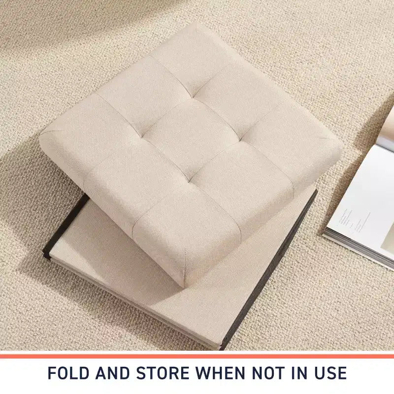Lot de 2 - Poufs de rangement carrés pliables de 38 cm, Parfaits pour les dortoirs, le salon et la chambre