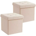 Ornavo Home 2 Pack - 15 Collapsible Square Cube Storage Ottoman, Perfect for Dorms, Livingroom and Bedroom