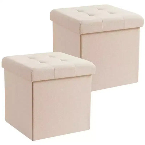 Ornavo Home 2 Pack - 15 Collapsible Square Cube Storage Ottoman, Perfect for Dorms, Livingroom and Bedroom