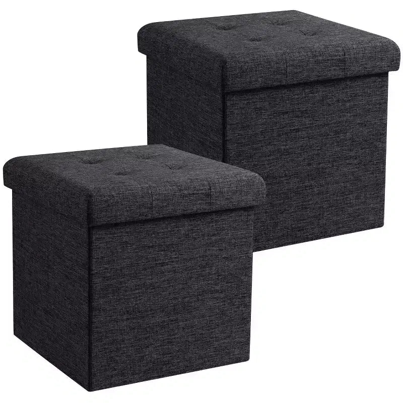 Lot de 2 - Poufs de rangement carrés pliables de 38 cm, Parfaits pour les dortoirs, le salon et la chambre