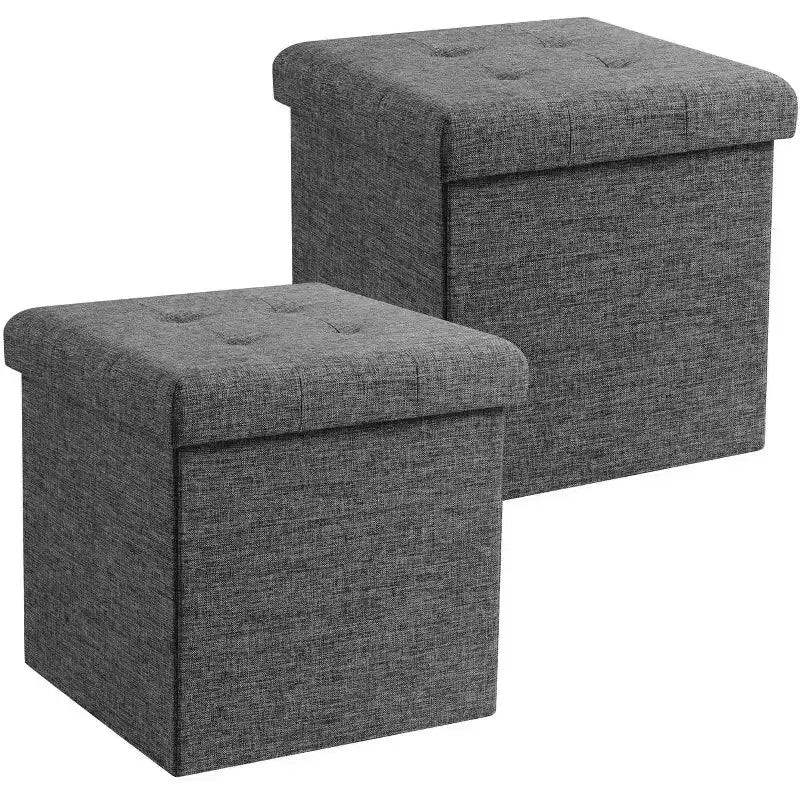 Lot de 2 - Poufs de rangement carrés pliables de 38 cm, Parfaits pour les dortoirs, le salon et la chambre