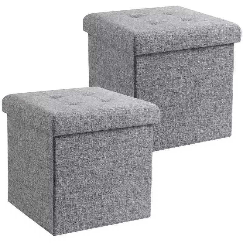 Lot de 2 - Poufs de rangement carrés pliables de 38 cm, Parfaits pour les dortoirs, le salon et la chambre