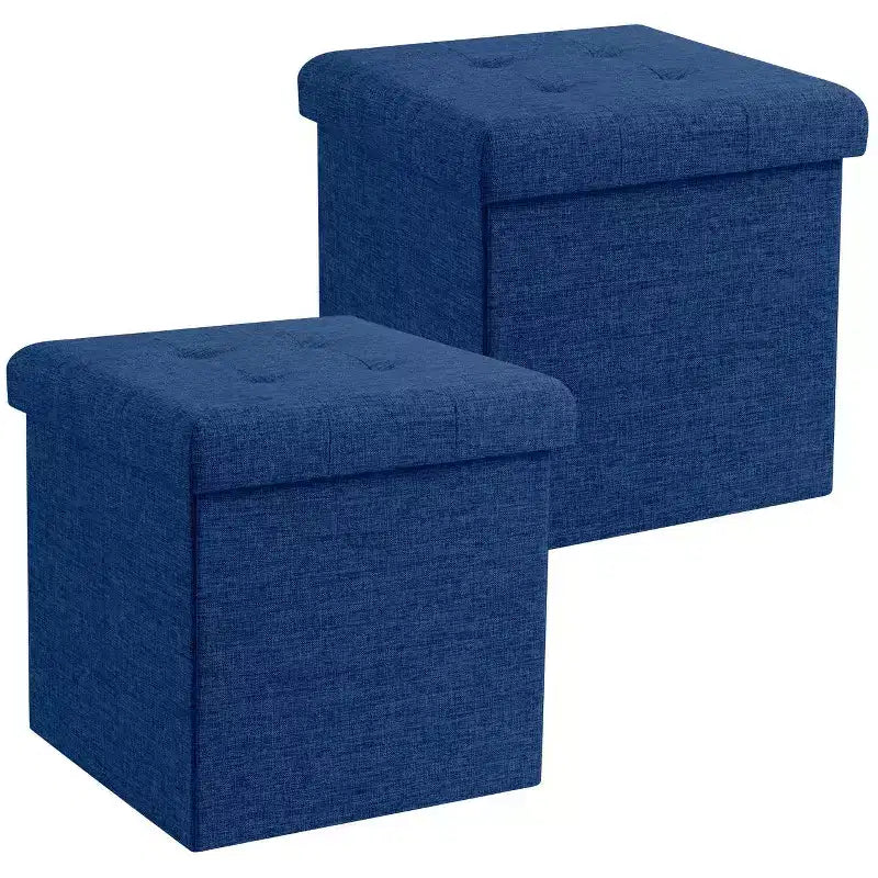 Lot de 2 - Poufs de rangement carrés pliables de 38 cm, Parfaits pour les dortoirs, le salon et la chambre