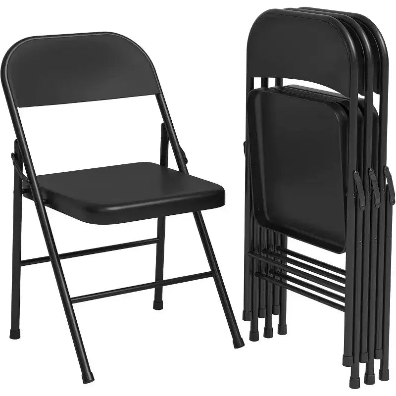 All-Steel Folding Chairs with Backrest, Heavy Duty Metal Foldable Dining Chair Hold Up to 350 LBS, for Office, Indoor & Outdoor Events
