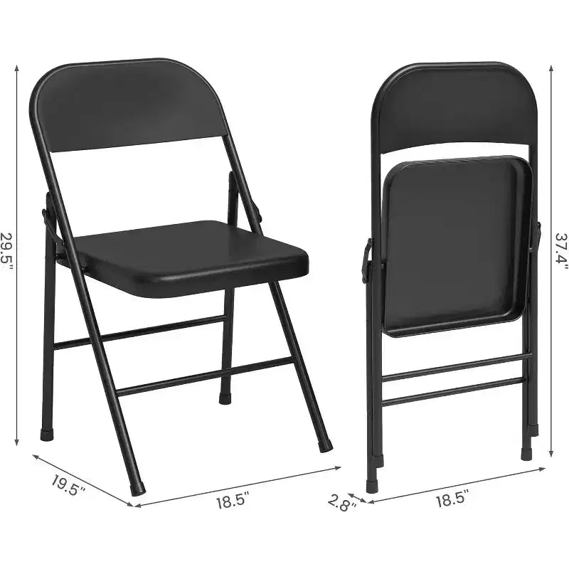 Chaises pliantes tout acier avec dossier, chaises de salle à manger pliables en métal robuste supportant jusqu'à 150 kg, pour bureau, événements intérieurs et extérieurs