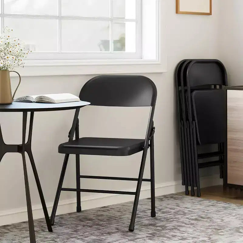 Chaises pliantes tout acier avec dossier, chaises de salle à manger pliables en métal robuste supportant jusqu'à 150 kg, pour bureau, événements intérieurs et extérieurs