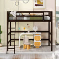 Okak Twin Size Solid Wood High Loft Bed with Ladder & Guardrails,Minimalist Tall Bed Frame for Kids Room,Bedroom