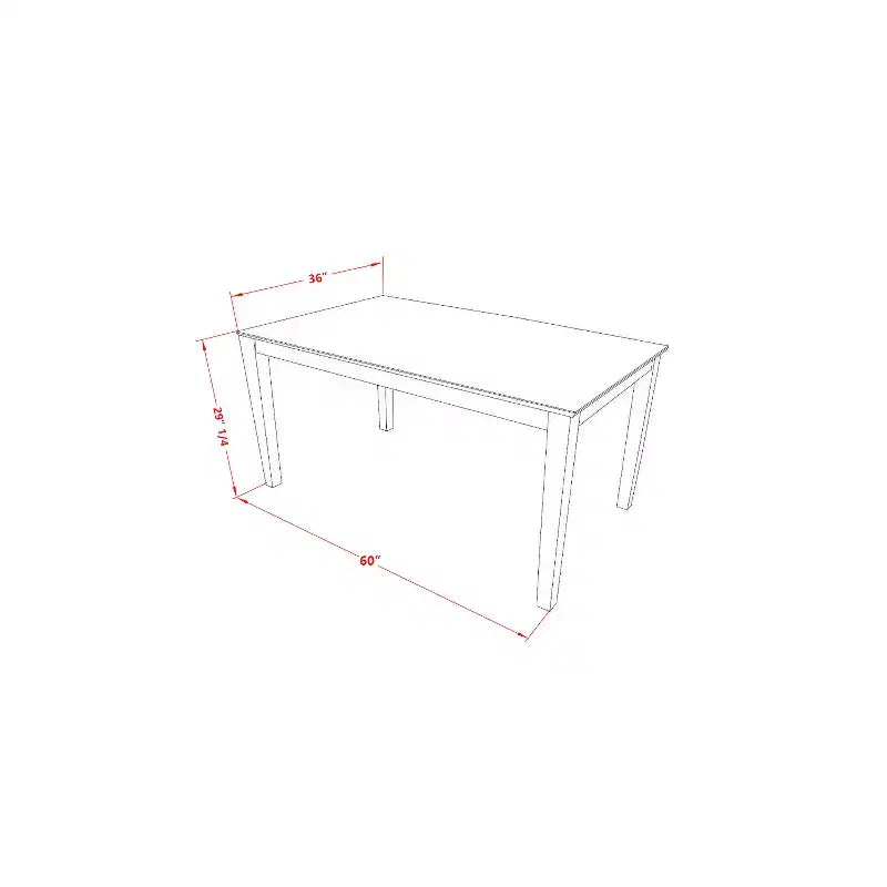 Table de salle à manger rectangulaire 36x60 avec plateau en bois massif
