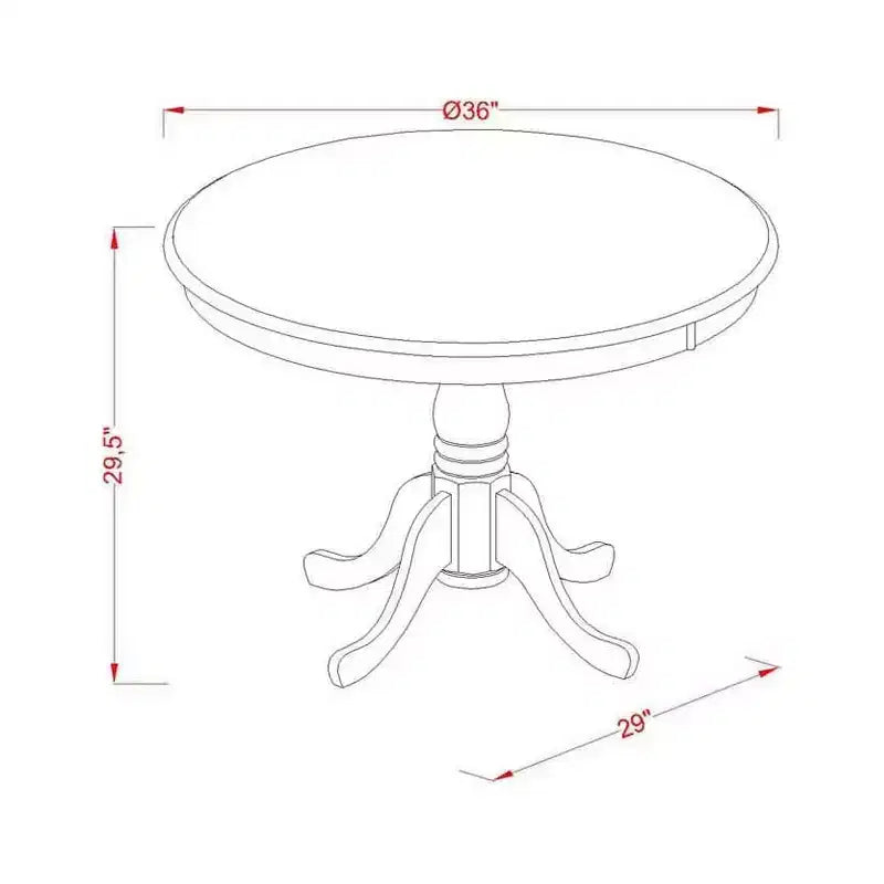 Table à manger ronde de 36 pouces en bois d'hévéa