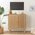 31.5 Buffet Cabinet with Storage, Entryway Storage Cabinet with Rattan Decorated Doors & Adjustable Shelves