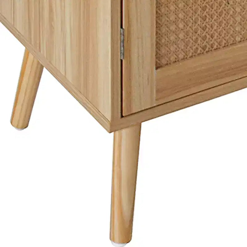 31.5 Armoire de rangement, Buffet d'entrée avec portes décorées en rotin et étagères réglables
