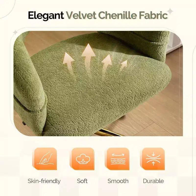 | Chaise de bureau pivotante avec dossier en velours de 25,1 pouces à anneau au dos