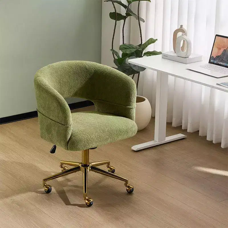 | Chaise de bureau pivotante avec dossier en velours de 25,1 pouces à anneau au dos