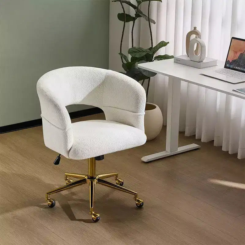 | Chaise de bureau pivotante avec dossier en velours de 25,1 pouces à anneau au dos