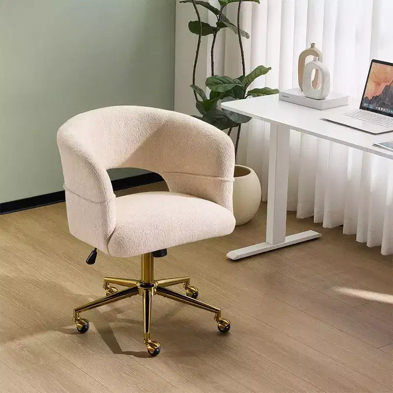| Chaise de bureau pivotante avec dossier en velours de 25,1 pouces à anneau au dos