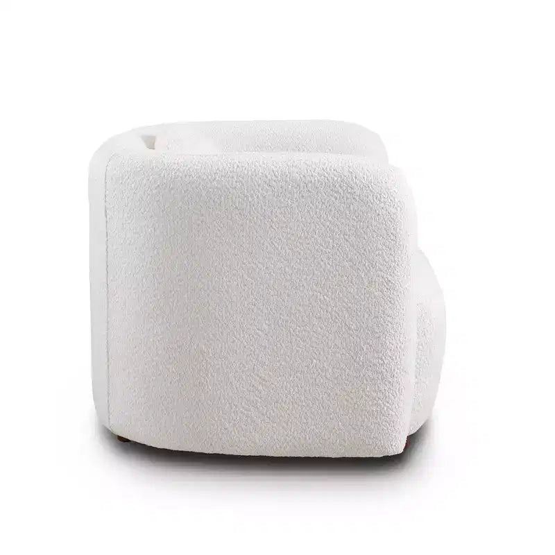 Fauteuil canapé Accent Square, Fauteuil nuage individuel rembourré en tissu bouclé, Fauteuil de style Japandi pour salon, Canapé 1 place