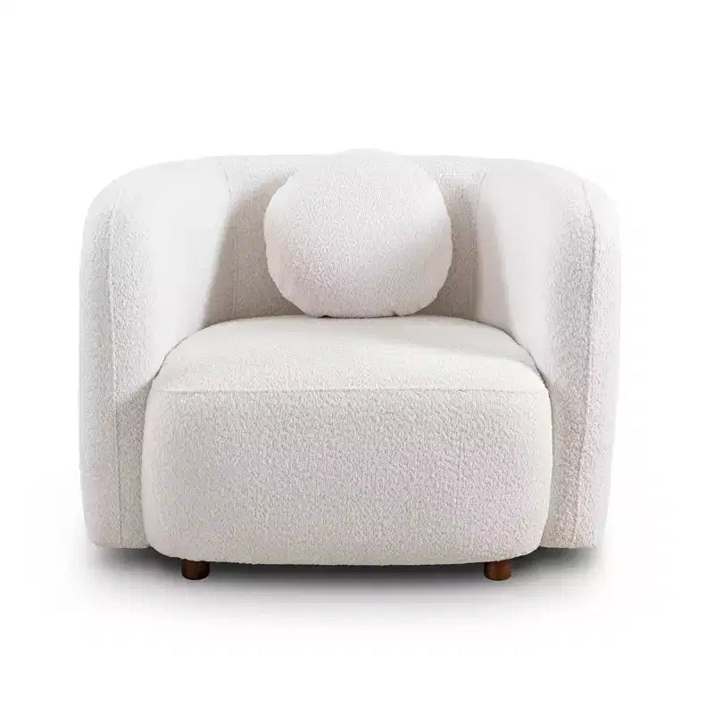 Fauteuil canapé Accent Square, Fauteuil nuage individuel rembourré en tissu bouclé, Fauteuil de style Japandi pour salon, Canapé 1 place